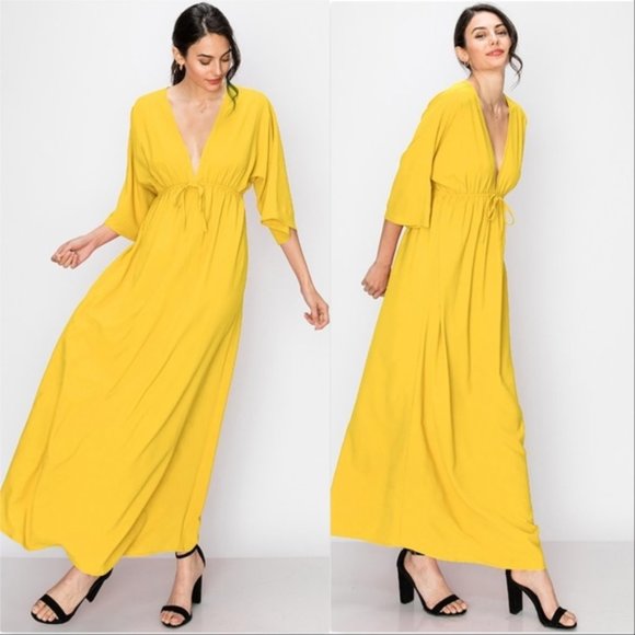 MODA ME COUTURE Dresses & Skirts - CARRIE Mustard Maxi Dress